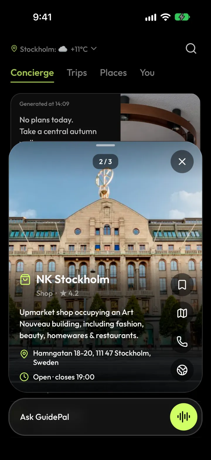 A place card for NK Stockholm